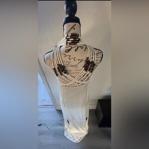 ELA White Halter Maxi Dress with Intricate Beaded Multi-Strap Back